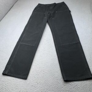Carhartt Pants Mens 35 Black Canvas Double Knee Carpenter Loose B136 Dungaree